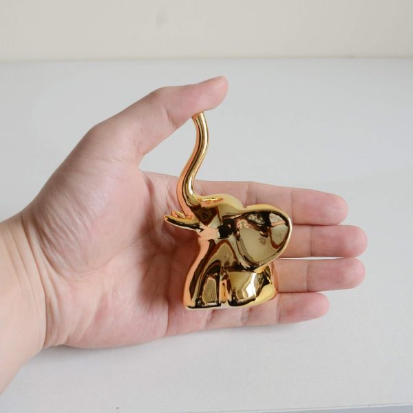 dropship from factory home decor elephant statues,1 pair, small decorative accents for shelves, livingroom and bedroom, gold and white mass production supply