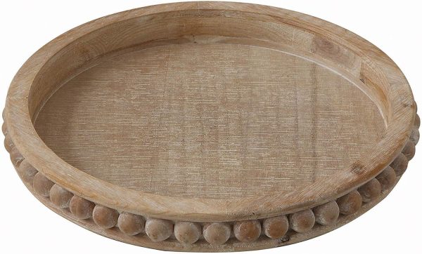 wholesale direct whitewashed round decorative wood tray bulk purchase at factory prices