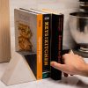 supplier direct cork & mill marble book ends for shelves, decorative bookends for heavy books, unique mid century modern gray and white bookends with brass inlay, heavy duty bookshelf stopper, set of 2 wholesale prices