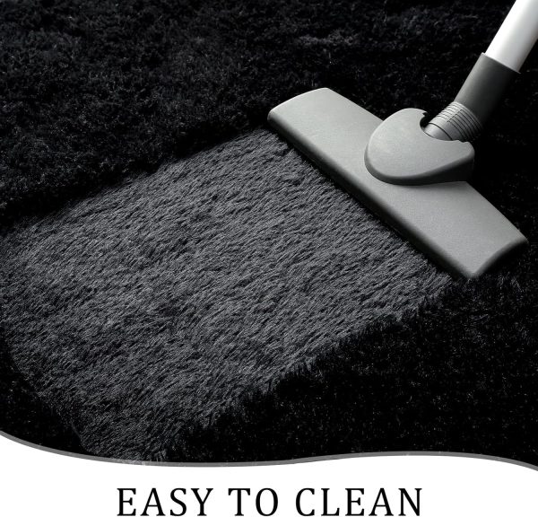 global sourcing chicrug soft runner rugs for bedroom living room plush fluffy rug 2x6 feet, shag furry area rug carpet non shedding for nursery children kids girls room home decorative, black oem/odm services
