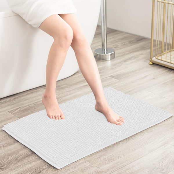 global sourcing subrtex bathroom rugs chenille bath rug soft short plush bath mat soft shower mat water absorbent shower mat quick dry machine washable(white,16" x 24") oem/odm services