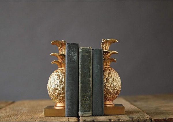 supplier direct creative co-op pineapple shaped gold resin bookends (set of 2 pieces) wholesale prices