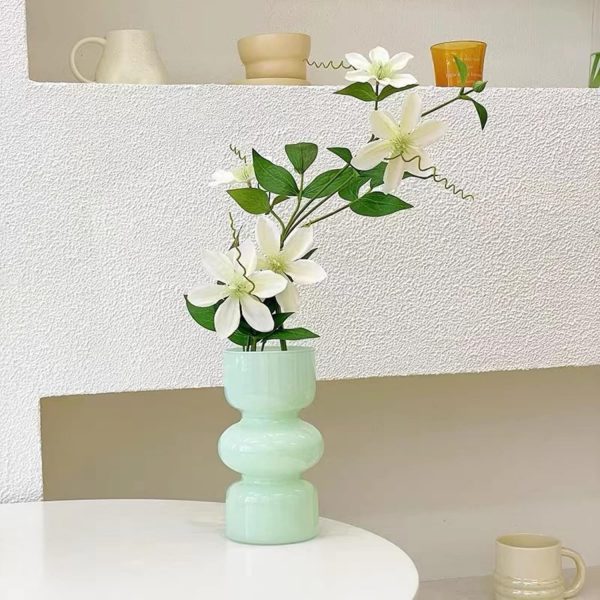 oem/odm services jspyfits glass hydroponic flower vase, 7 inches colored glass bubble vase for flower, three-layer glass funky vase for home/office/weddings/party table flower decor (milky green) affordable bulk deals