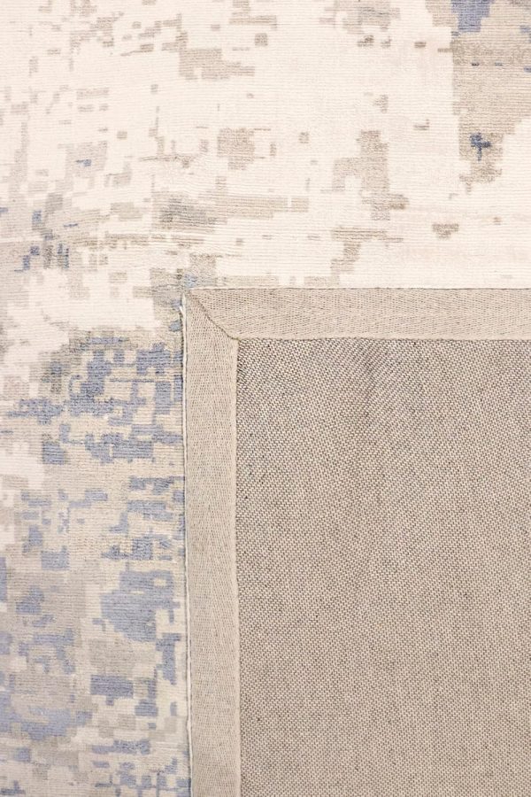 manufacturer direct pasargad home mirage bamboo silk abstract area rug - hand-loomed grey/blue rugs for living room, bedroom, home, 5' 0" x 8' 0" trade price