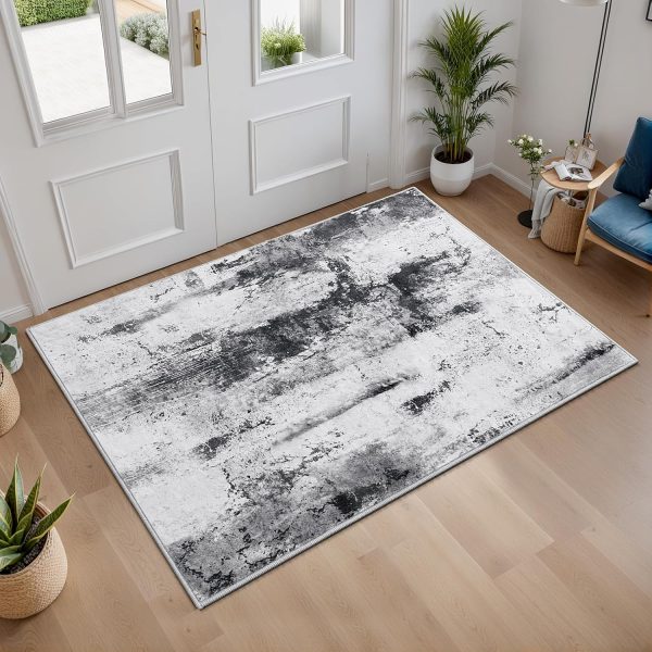 global sourcing washable abstract small area rug, 2x3 grey door mat indoor entrance rug, non-slip non-shedding throw rugs for entryway, front door indoor entrance, kitchen, bedside，entry oem/odm services