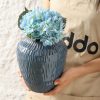 oem/odm services blue ceramic vase for home decor,7.8 inch flower vase，decorative blue vase for pampas grass，modern art texture vase for home entryway living room dining table farmhouse office decor-blue affordable bulk deals