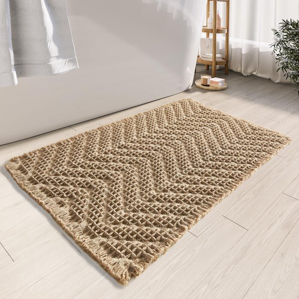 global sourcing bathroom floor mat,boho bath mat,super absorbent bath mat,bathroom rugs non slip washable, quick dry shower mats, ultra soft bath mat towel,brown,18"*30" oem/odm services