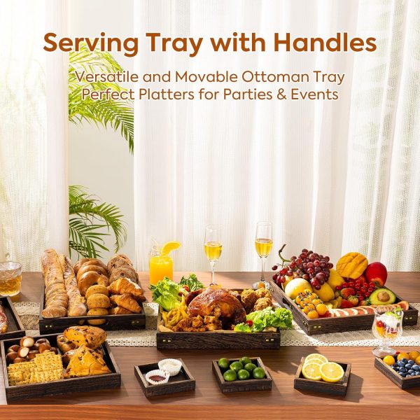 wholesale direct yangbaga serving tray with handles,13"*13"wood decorative tray for living room,modern coffee table tray,square large serving platters for home decor,ottoman,bed,kitchen,bathroom, breakfast,bar bulk purchase at factory prices