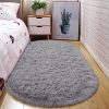 global sourcing junovo oval fluffy ultra soft area rugs for bedroom plush shaggy carpet for kids room bedside nursery mats, 2.6 x 5.3ft, grey oem/odm services
