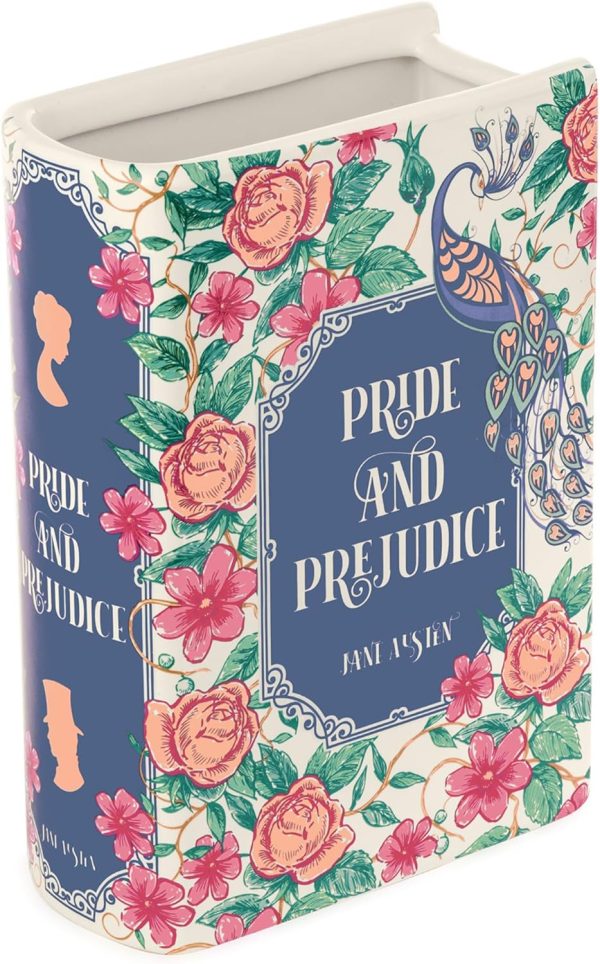 oem/odm services steel mill & co original book-shaped decorative vase, ceramic vases for home decor, cute bookshelf decor, unique vase for book lovers (large - pride and prejudice) affordable bulk deals