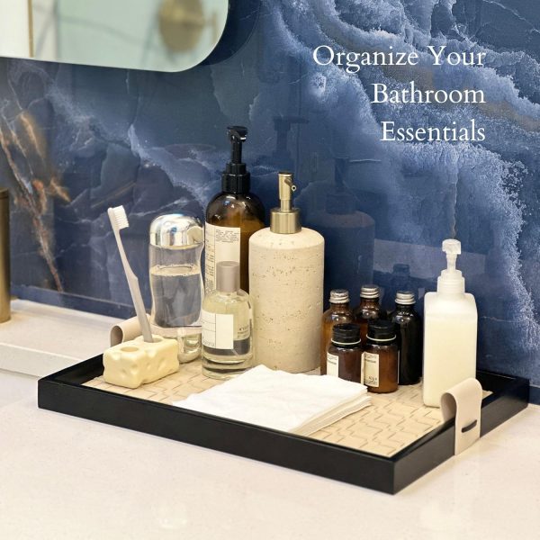 wholesale direct modern luxury 16"x11" woven leather and wooden rectangle tray - jewelry tray, vanity tray, decorative tray, catchall tray, serving tray, and for all occasions by curated collectives (beige, large) bulk purchase at factory prices