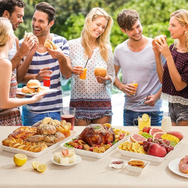 wholesale direct lifewit serving tray plastic for party supplies, 15" x 10" platters for serving food, 3 pcs white reusable tray for veggie, snack, fruit, cookies, desserts in kitchen/pantry organization bulk purchase at factory prices