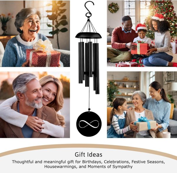 producer to buyer wind chimes for outside, infinity, deep tone soothing melodies wind chime. create zen atmosphere, outdoor garden, porch, patio decoration, mute option. windchimes outdoor for mom gift,women,dad unisex discounted pricing