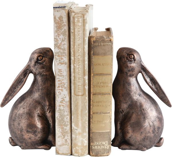 supplier direct creative co-op decorative resin rabbit bookends, bronze, set of 2 wholesale prices