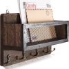 bulk purchase adiil mail and key holder for wall decorative, wooden wall key rack organizer with 4 double key hooks, wall mount key hanger for wall with shelf, rustic home decor for entryway hallway, brown trade price