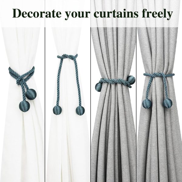bulk purchase curtain tiebacks outdoor elegant decorative tie backs modern rope tiebacks for drapes window curtain holdbacks for draperies (blue, 2) factory discount