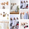 competitive pricing homedo 4pack adhesive wall hooks hat rack, wooden coat hooks wall mounted, decorative hooks single organizer hat hanger towel rack, heavy duty hooks (rectangle-beech,4p) one-stop wholesale