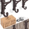 competitive pricing rustic cast iron coat hooks (3 pack) rustic dark brown, wall mounted, farmhouse decorative, heavy duty wall hooks for hanging coats, hats, towels (mounting hardware included) one-stop wholesale