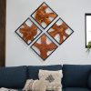 bulk purchase warmaxx rustic teak wood wall decor 17''x17 farmhouse live edge wall art decoration for home living room bedroom office handcrafted square wooden flower design wall décor trade price