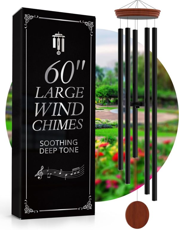 producer to buyer 60" extra large wind chimes for outside deep tone - soothing deep tone wind chimes outdoor unique, big deep tone wind chimes for outside, huge long windchimes outdoors deep tones discounted pricing