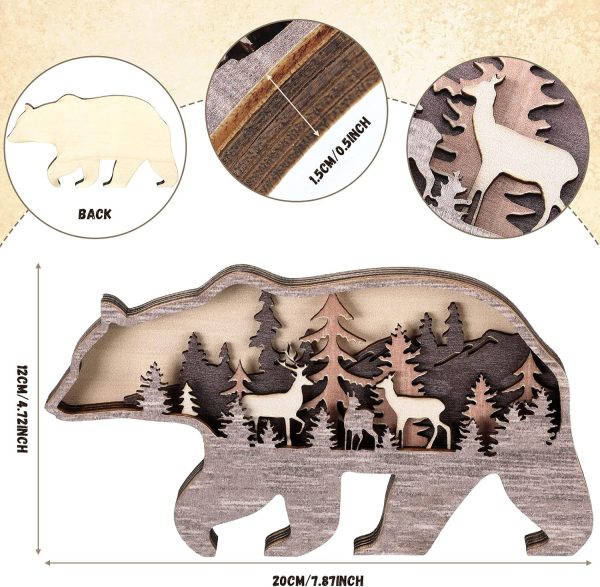 bulk purchase honoson forest animal rustic wall art decor wooden farmhouse wall decoration wooden animal decor wood forest and mountain ornaments for cabin bedroom living room decor(brown,bear style) trade price