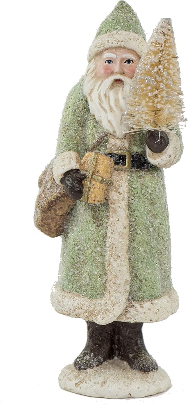 dropship from factory raz imports glittered resin santa figure (green) mass production supply