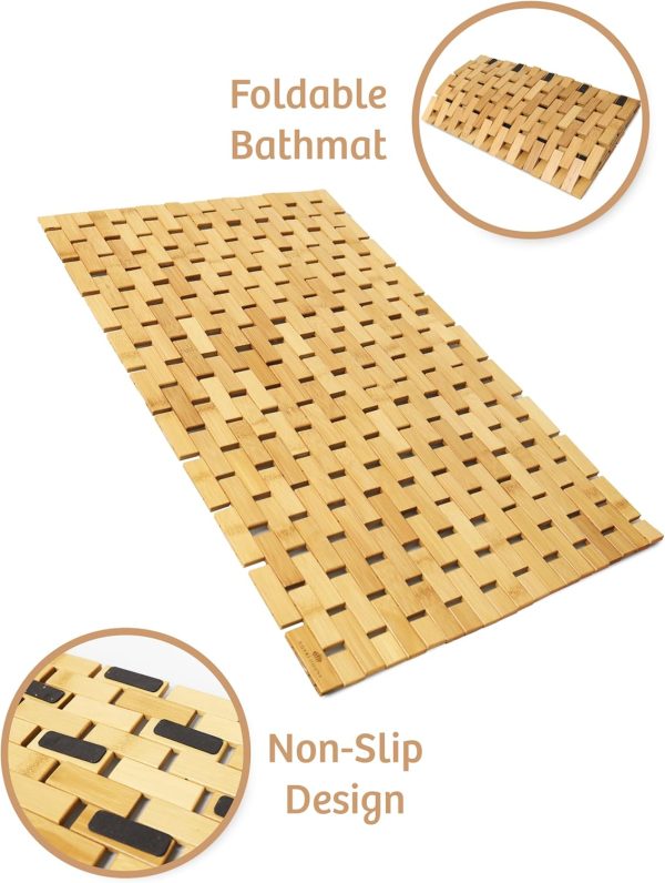 manufacturer direct royalhouse bamboo bath mat 16 x 27 inches (w x l), bathroom shower and tub mats, accessories for bathroom sauna spa tub and outdoor 27.5" x 16" trade price