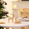 dropship from factory 2pcs resin reindeer figurines for christmas decor gold tabletop reindeer statues small decorative deer figurines for indoor christmas tabletop mantle decorations mass production supply