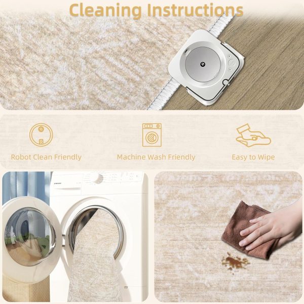 global sourcing moroccan area rug 2x3 - washable distressed entryway rug non-slip small rug, soft low-pile geometric farmhouse indoor door mat floor carpet for entrance bedroom kitchen bathroom (2 x 3, beige) oem/odm services