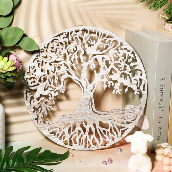 bulk purchase tree of life wooden wall art decor wooden tree wall sculpture 11.8 inch tree of life wood wall decor hollowed out tree wall hanging sign for farmhouse home wall hanging decoration supplies (white) trade price