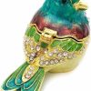 dropship from factory turquoise green bird trinket boxes hinged ,bird decor with crystals enamel jewelry box.necklace ring box earrings storage.collectible bird lover gifts figurines home decor . mass production supply
