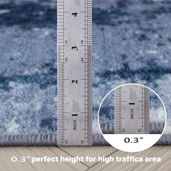 global sourcing modern washable area rug, 2x3 navy and grey small bath rug soft non-slip abstract entryway mat, indoor floor mat accent carpet for bathroom enterance oem/odm services