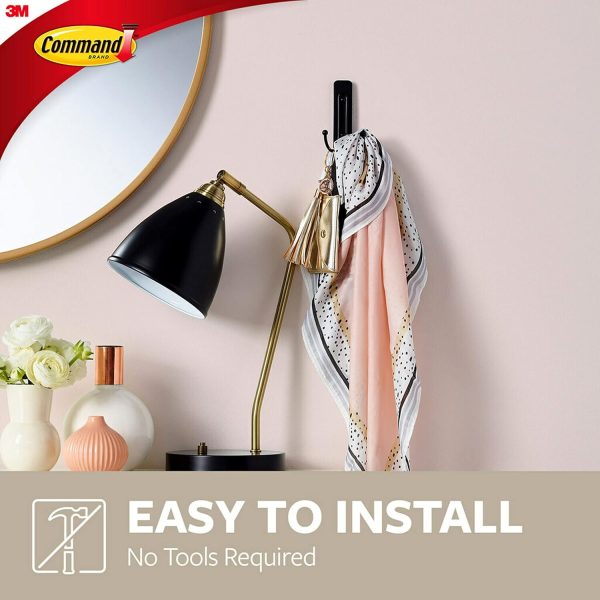 competitive pricing command large matte black double hooks, 2 hooks and 2 command strips, damage free hanging wall hooks with adhesive strips, coat hooks for hanging christmas decorations, holds up to 4 lb one-stop wholesale