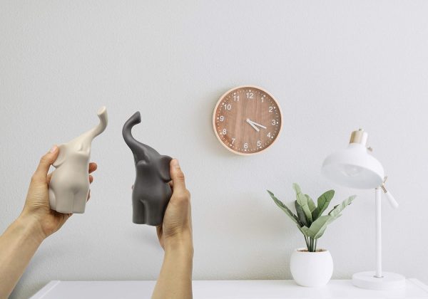 dropship from factory loving pair of elephants in beige & grey - modern ceramic sculpture - figurine as a set - decoration figure 6.3" high - ornament elephant in love mass production supply