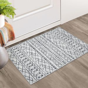 global sourcing kuta moroccan rugs for entryway, 2x3 grey entryway rug non-slip washable small area rug, ultra soft vintage geometric low-pile indoor door mat floor carpet for indoor rugs, entrance, kitchen oem/odm services