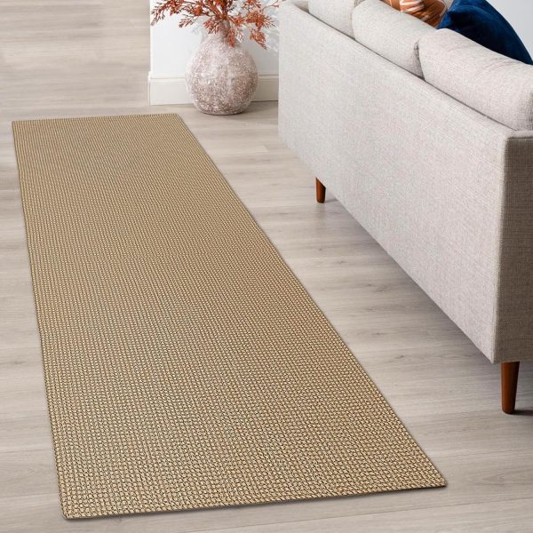 manufacturer direct earthall boho runner rug 2x6 ft washable runners for hallways cotton rubber backed kitchen runner braided indoor floor carpet runners for entryway, hallway, kitchen, bedroom, tan/brown trade price