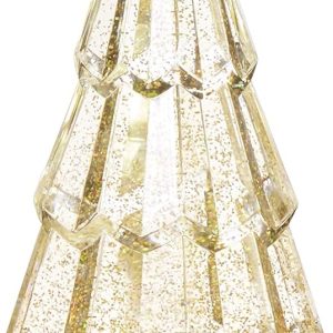 dropship from factory sparkle goldtone christmas tree lighted 13.75 inch acrylic decorative tabletop figurine mass production supply