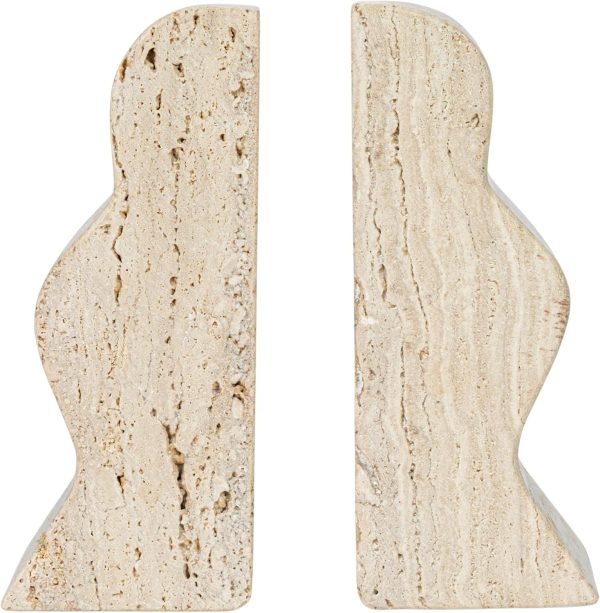 supplier direct creative co-op decorative travertine wave bookends, natural, set of 2 wholesale prices