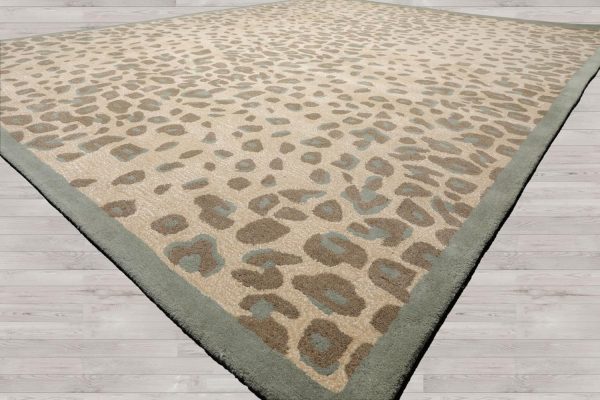 manufacturer direct 7'8''x10' modern leopard print tan wool and bamboo silk oriental rug multi sizes hand tufted for living room, bedroom, dining room, kitchen, hallway carpet trade price