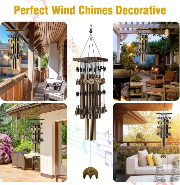 producer to buyer wind chimes for outside, 30"memorial wind chimes with 24 copper tubes and 16 copper bell for garden,patio,window wind chime hanging decoration,bronze memorial sympathy wind chimes gifts for mom discounted pricing