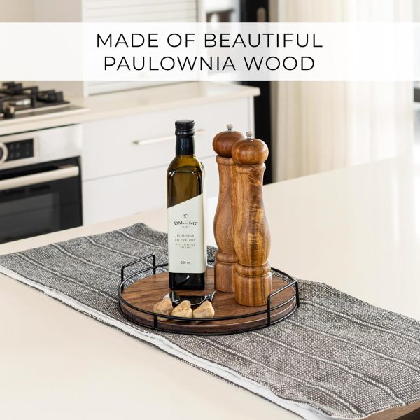 wholesale direct decorative wooden tray - beautiful coffee table tray that enhances any kitchen or living room - the perfect 11" round centerpiece for your seasonal home decorations bulk purchase at factory prices