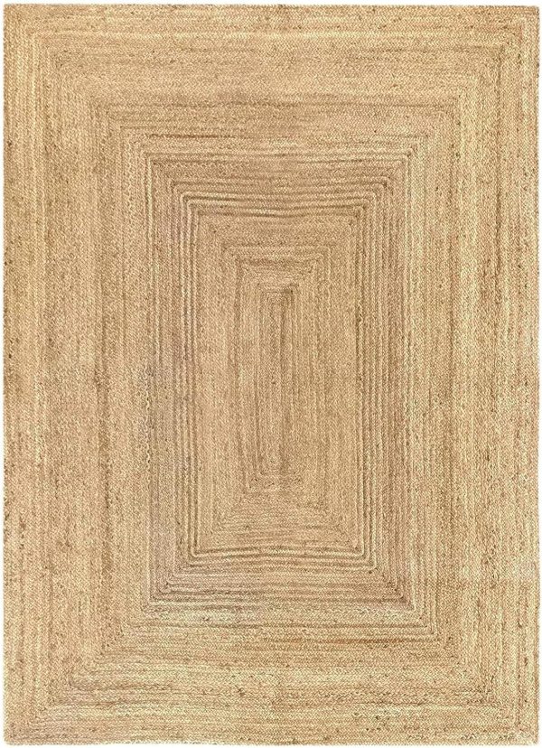 manufacturer direct mds hand woven jute area rug 2x4 feet - natural burlap braided reversible rectangular rugs for thanksgiving halloween christmas living room home entryway decor rustic farmhouse (2'x4') trade price