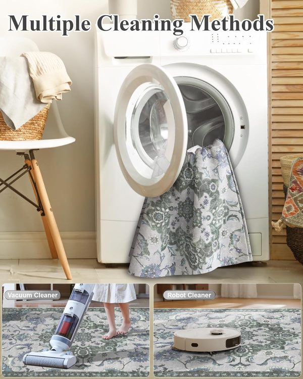 global sourcing door mat 2x3 rug, small boho area rug for living room, machine washable kitchen rugs non-slip, entry mat indoor low pile throw floral rugs grey carpet for bedroom, entryway, hallways oem/odm services