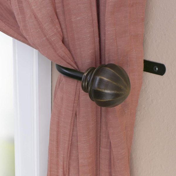 bulk purchase decopolitan facet ball curtain holdback pair, vintage bronze factory discount