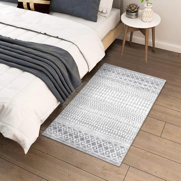 global sourcing moroccan washable rug, 2x3 grey rug non-slip small distressed entryway rug, soft low-pile bedroom rug indoor doormat carpet rugs for entryway kitchen bathroom oem/odm services