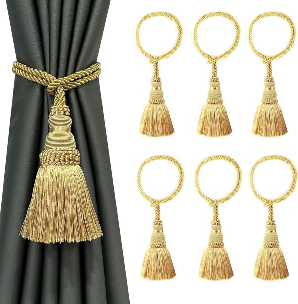 bulk purchase fenghuangwu 6 pack curtain tie backs rope tassels for curtains drape tiebacks handmade outdoor home and outdoor decorative (gold, 6p) factory discount
