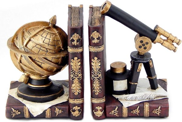 supplier direct bellaa 26355 decorative bookends astronomy vintage retro tellurion galileo sky telescope celestial globe armillary sphere antique space time book ends home decor 6 inch wholesale prices