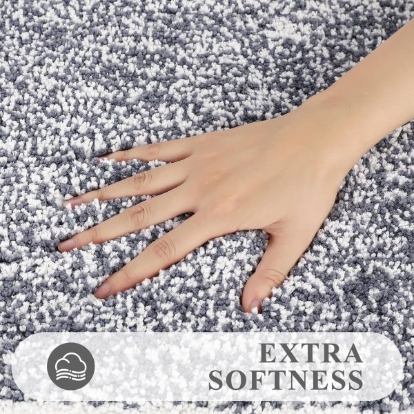 global sourcing pauwer bathroom rug mat set 3 piece, microfiber shaggy bath set, non-slip ultra soft carpet mats, absorbent with u-shaped toilet for bathroom, tub, shower, dark grey oem/odm services