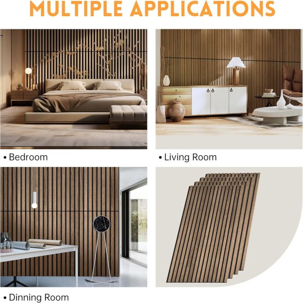 bulk purchase wood slat wall panel | 4 pcs soundproof wall panels 48" x 24.5" wood wall panels 3d sound dampening panels wall decoration - walnut trade price