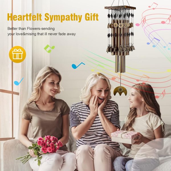 producer to buyer wind chimes for outside, 30"memorial wind chimes with 24 copper tubes and 16 copper bell for garden,patio,window wind chime hanging decoration,bronze memorial sympathy wind chimes gifts for mom discounted pricing